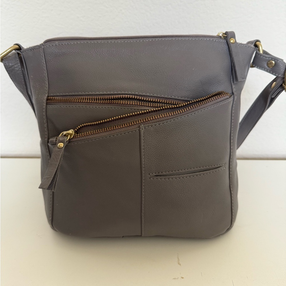 Great American Leatherworks gray leather convertible purse